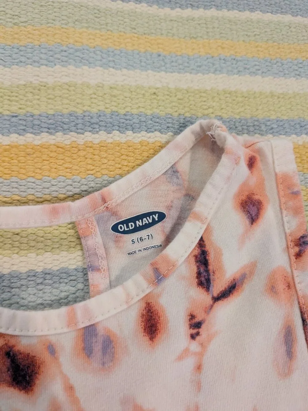 Old Navy white tiered tie-dye tank dress 6/7